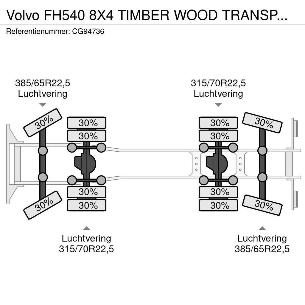 Volvo FH540 8X4 TIMBER WOOD TRANSPORT COMBI WITH TRAILER Allterreng kraner