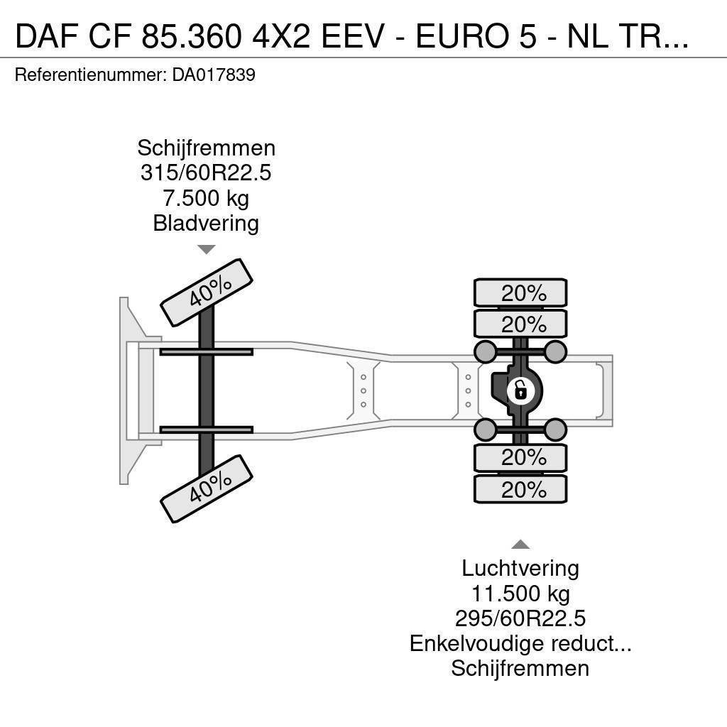 DAF CF 85.360 4X2 EEV - EURO 5 - NL TRUCK - MEGA Trekkvogner