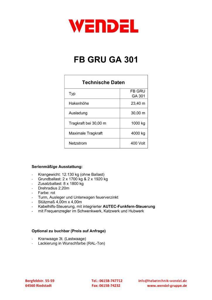 FB GRU GA 301 - Turmdrehkran - Baukran - Kran Tower cranes