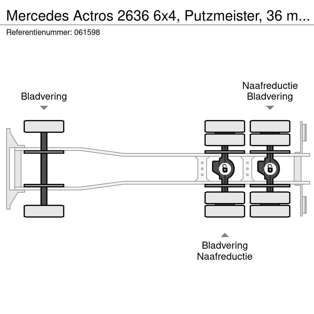 Mercedes-Benz Actros 2636 6x4, Putzmeister, 36 mtr, Remote, 3 pe Concrete pump trucks