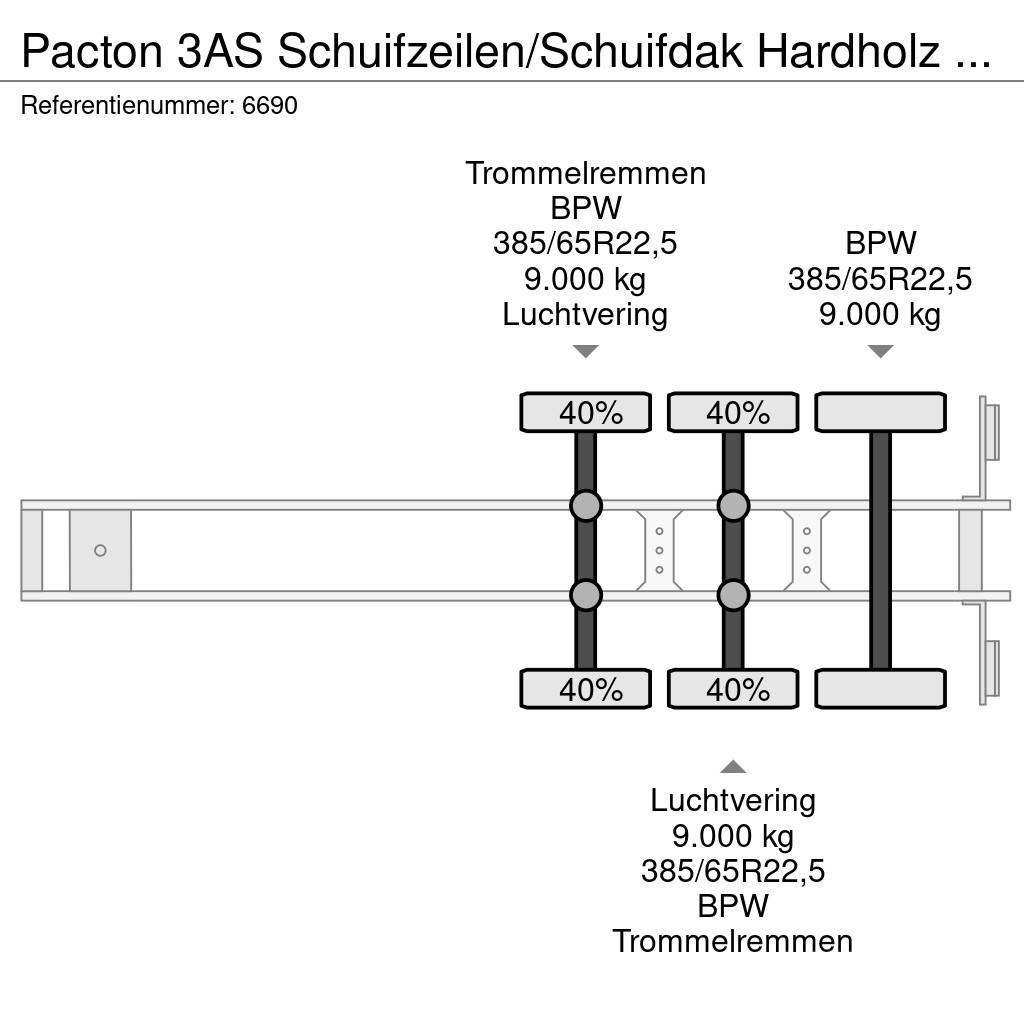 Pacton 3AS Schuifzeilen/Schuifdak Hardholz boden Curtainsider semi-trailers