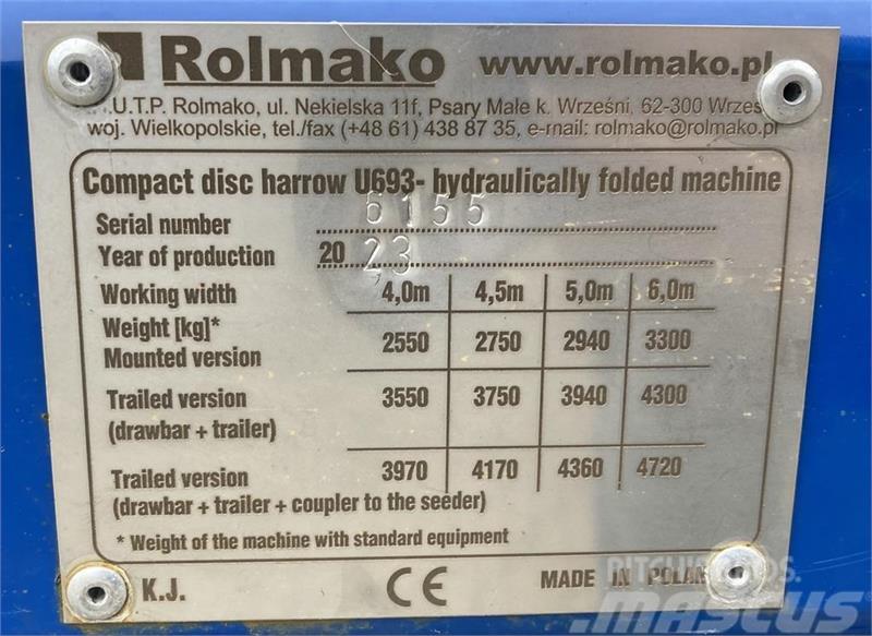 Rolmako U-693 Disc harrows