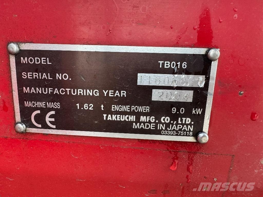 Takeuchi TB 016 Minigravere <7t
