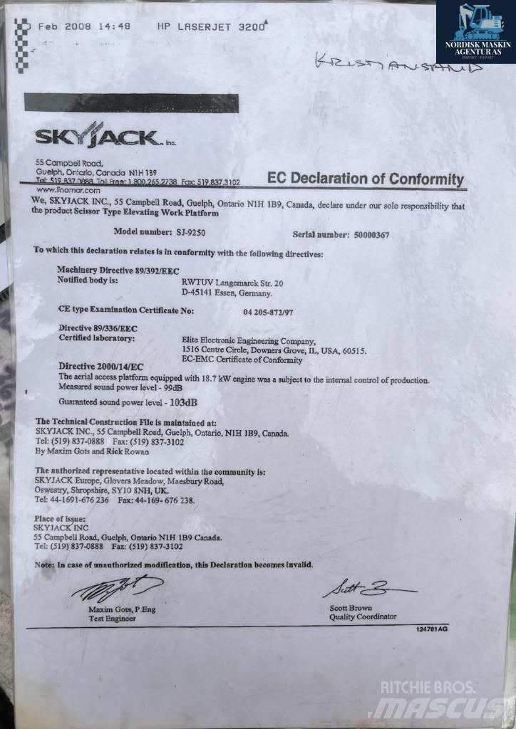 SkyJack 9250 Sakselifter