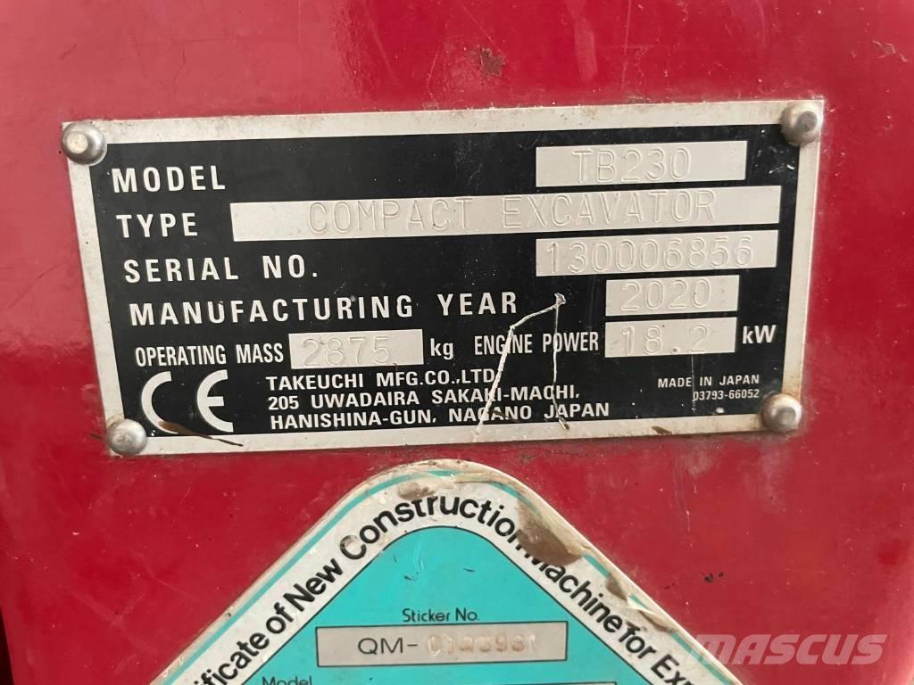 Takeuchi TB 230 Minigravere <7t