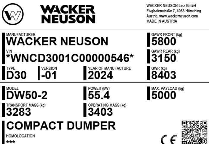Wacker Neuson DW50-2 Mini dumpere