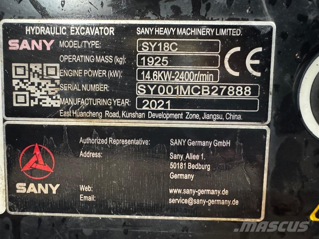 Sany SY 18 C Minigravere <7t