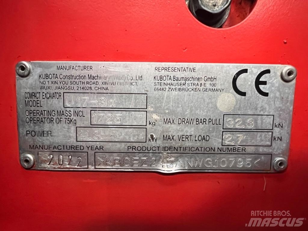 Kubota U 17-3 Minigravere <7t