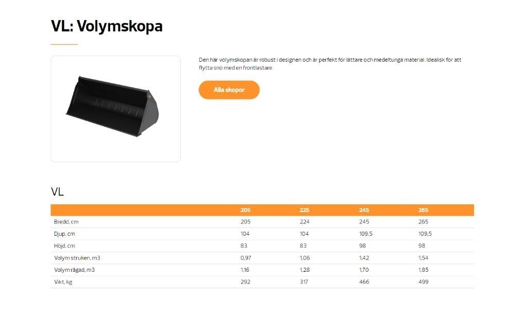 Quicke VL volymskopa Frontlaster ektrautstyr