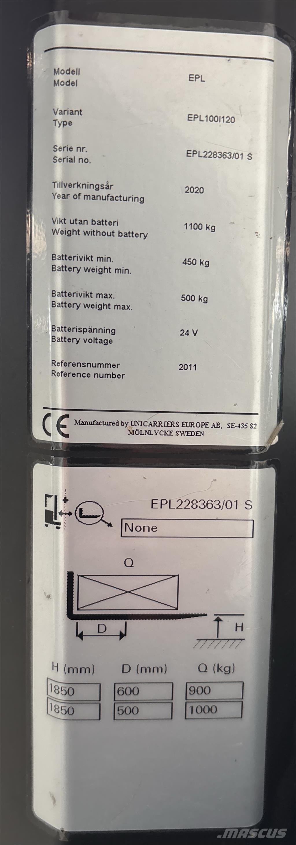 UniCarriers EPL100 Lavtløftende plukketruck