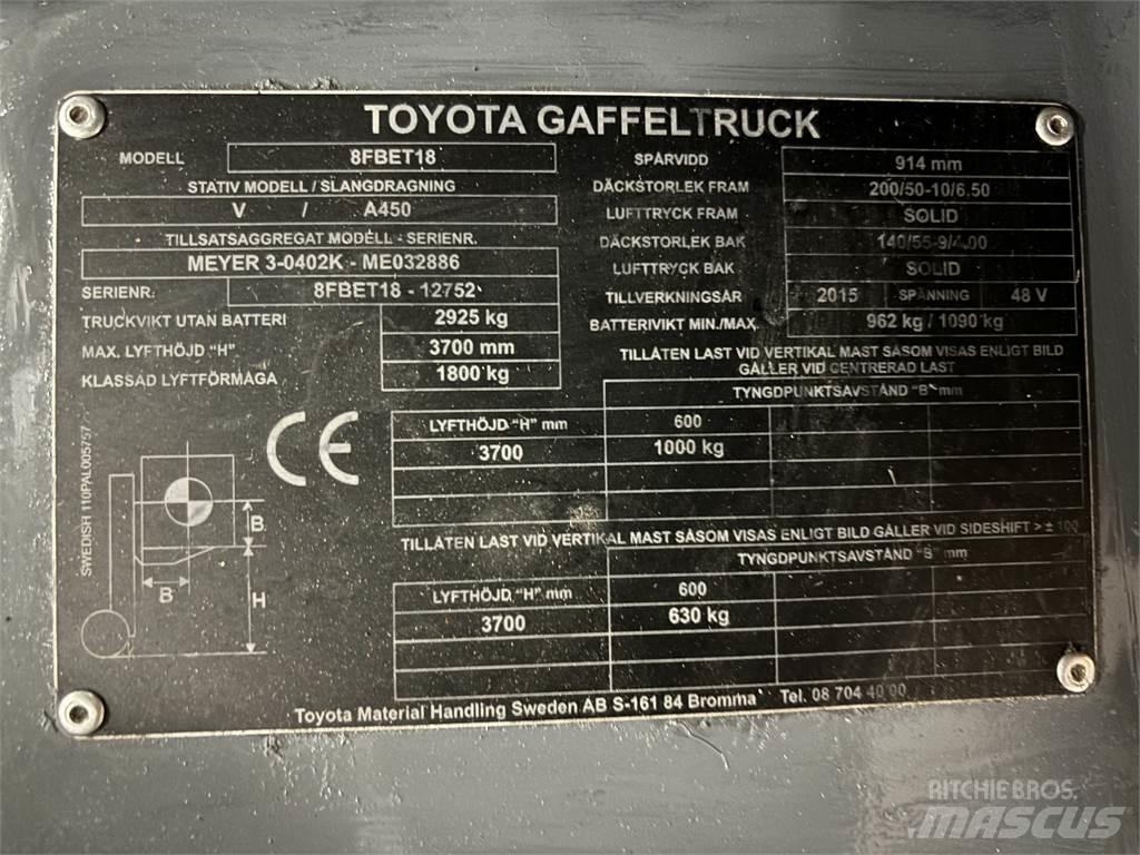 Toyota 8FBET18 Elektriske trucker