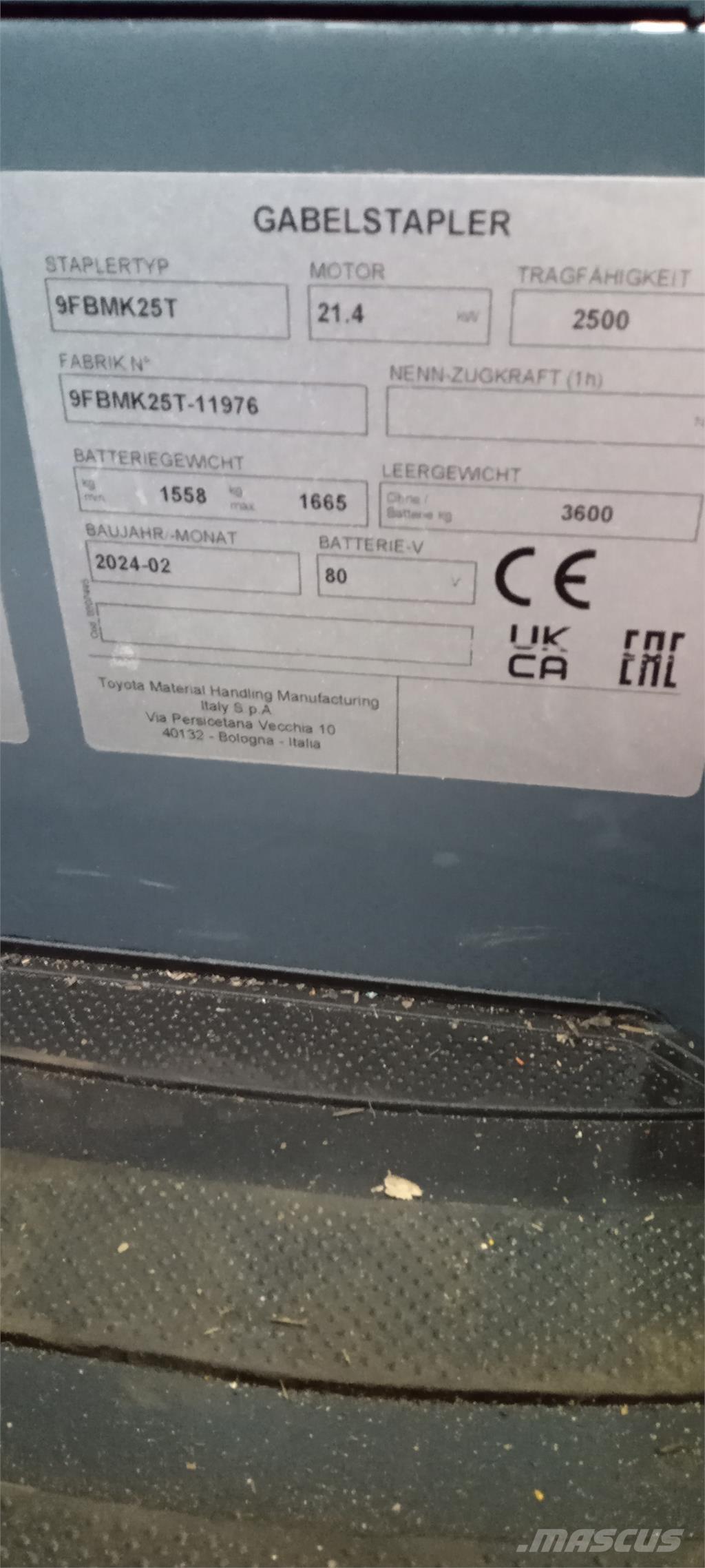 Toyota 9FBMK25T Elektriske trucker