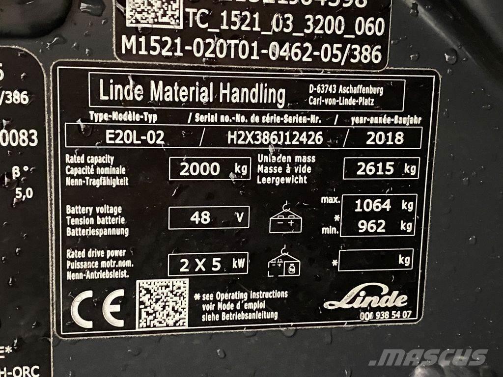 Linde E20L-02 Elektriske trucker