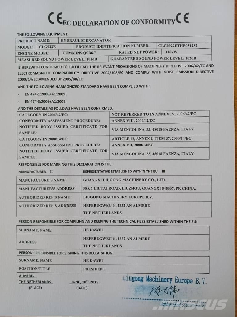 LiuGong CLG 922 E Beltegraver