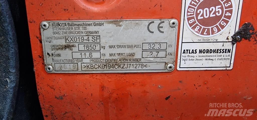 Kubota KX 019-4 Minigravere <7t