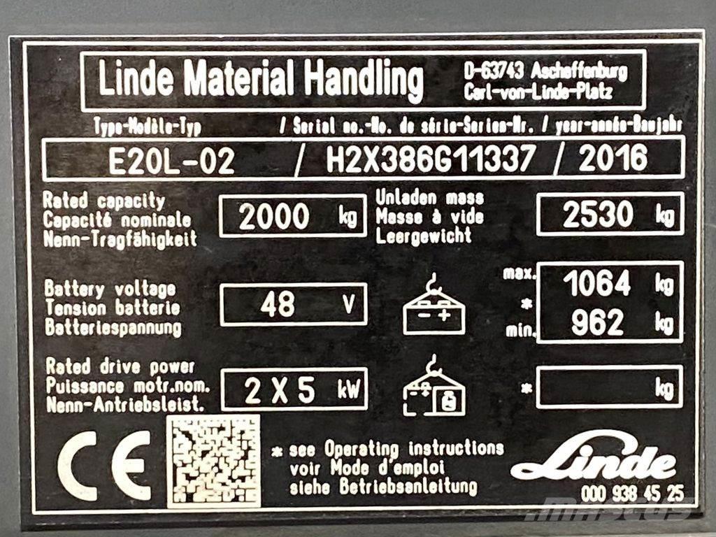 Linde E20L Elektriske trucker