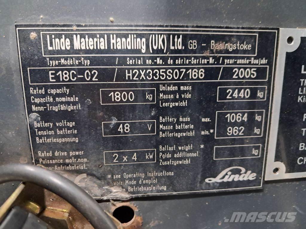Linde E18C-02 Elektriske trucker