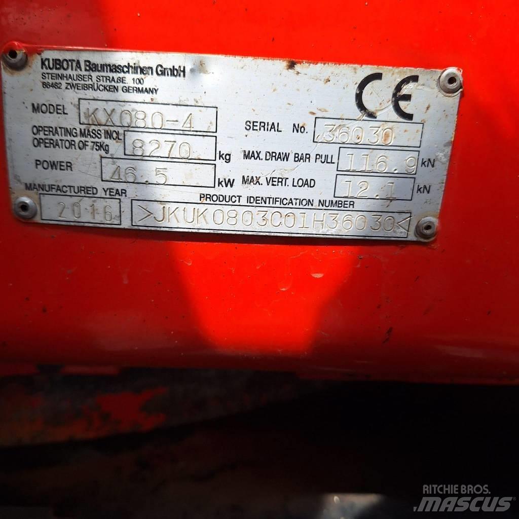 Kubota KX080-4 Midigravere 7 - 12t