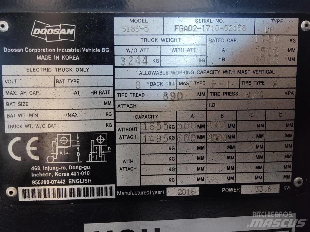 Doosan G18 S-5 Propan trucker