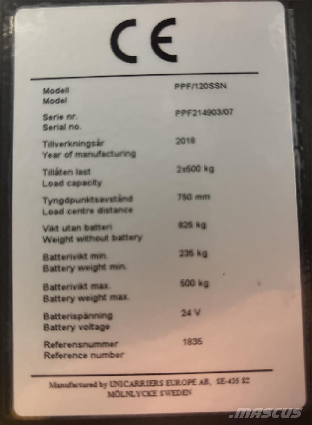 Atlet PPF120 Lavtløftende plukketruck