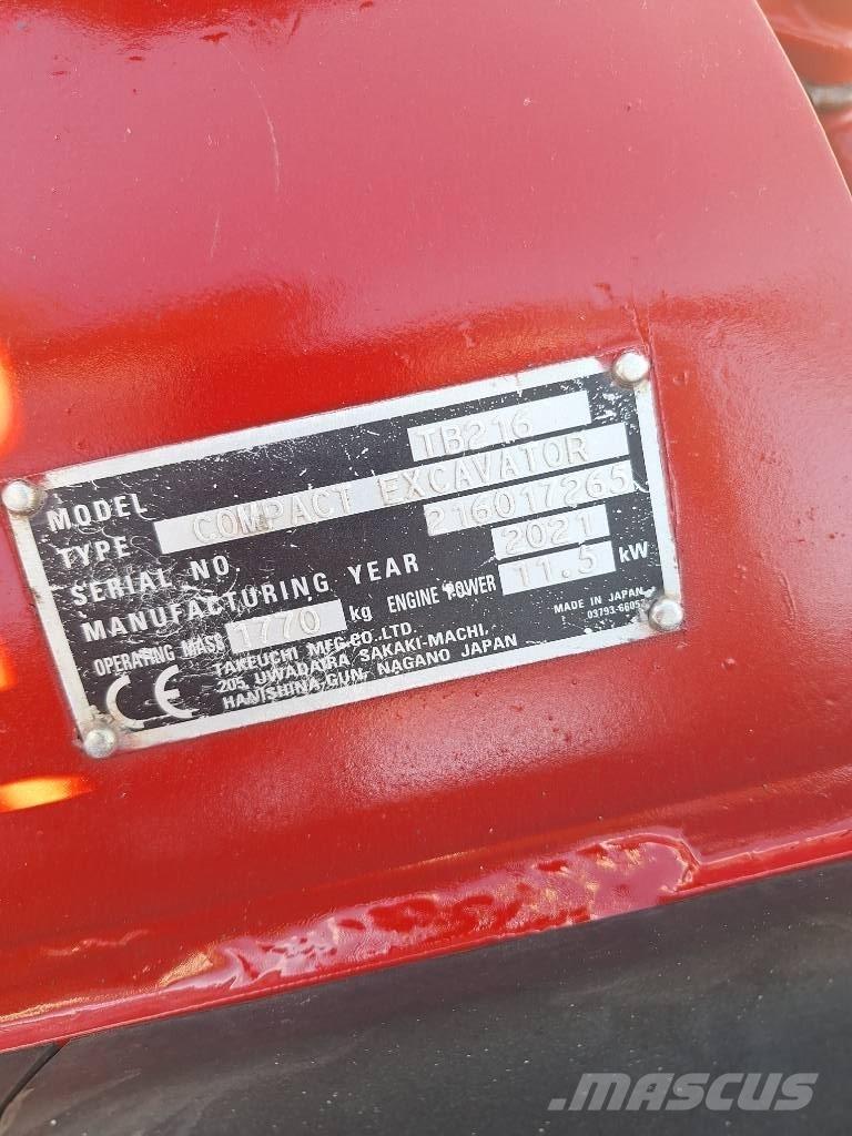 Takeuchi TB 216 Minigravere <7t