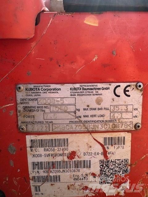 Kubota K 008-5 Minigravere <7t