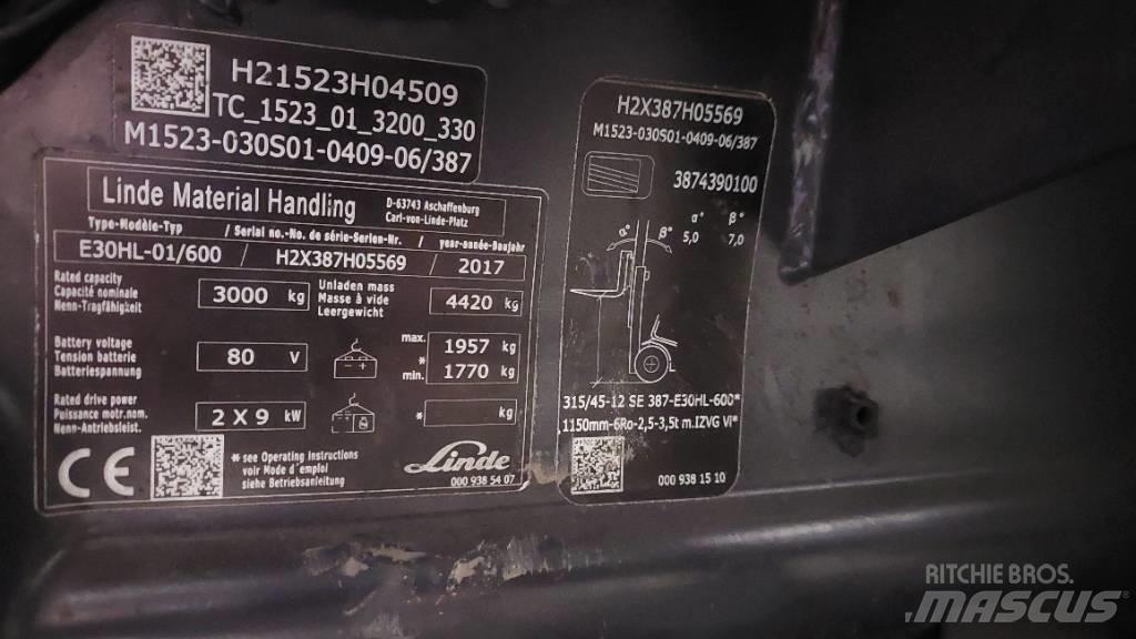 Linde E 30HL-01/600 Elektriske trucker