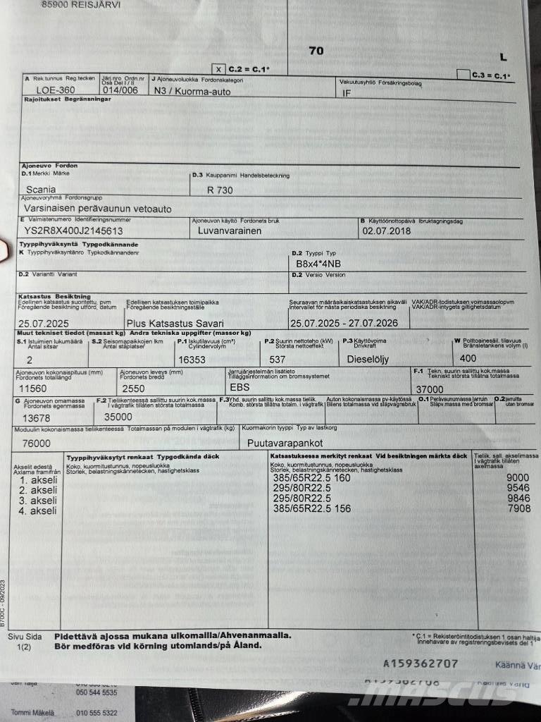 Scania R730 Tømmerbiler