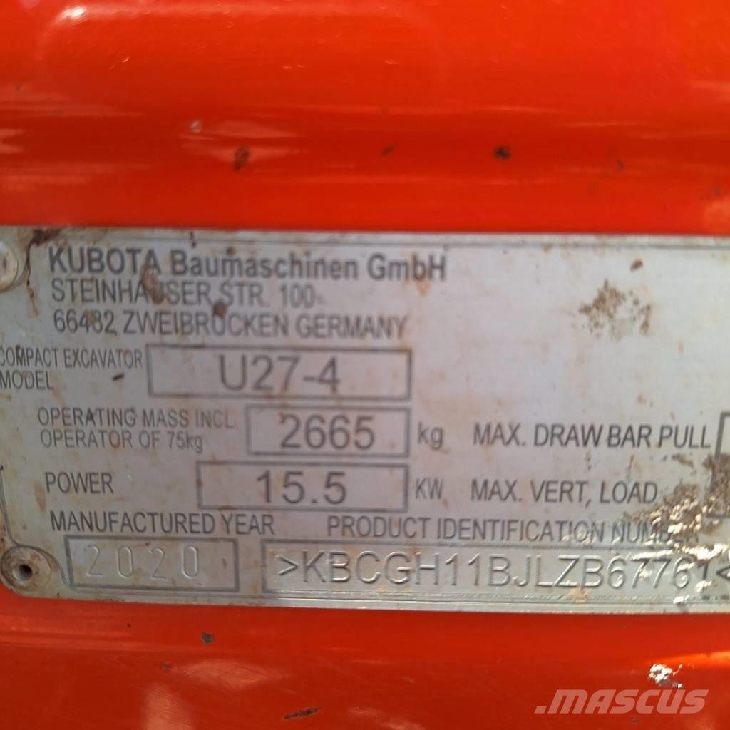 Kubota U 27-4 Minigravere <7t