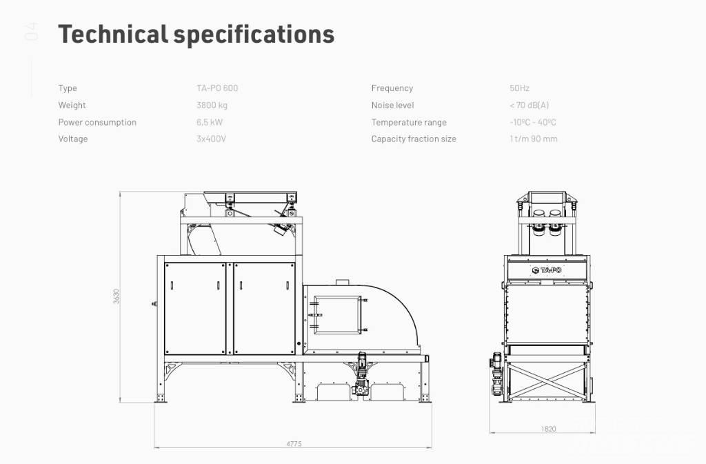  TA-PO 600 Utstyr for avfall sortering