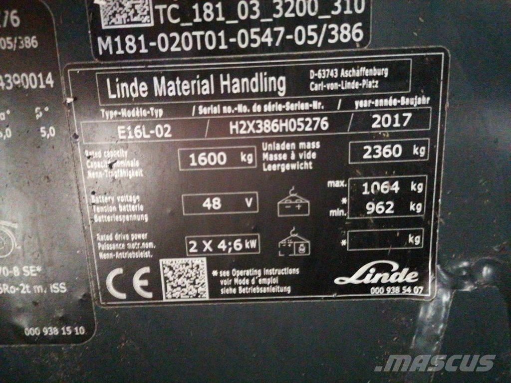 Linde E16L-02 Elektriske trucker