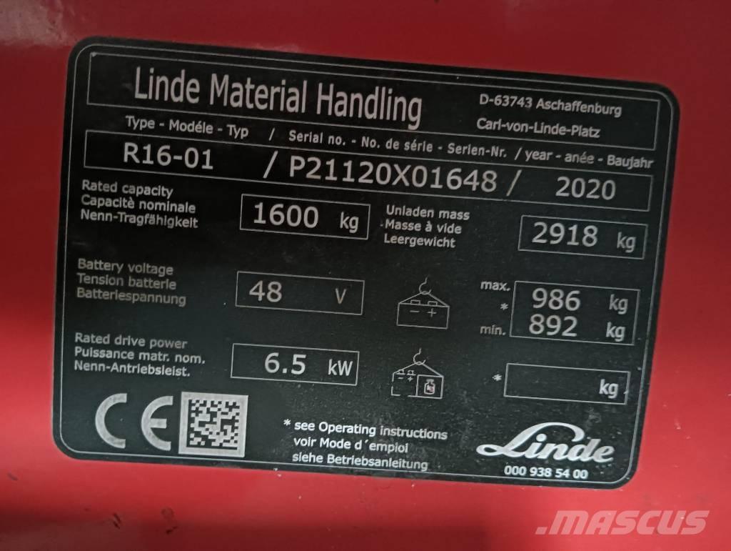 Linde R 16 Skyvemasttruck