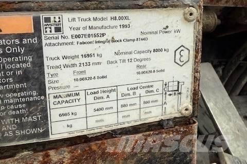 Hyster H 8.00 XL 5 Diesel Trucker