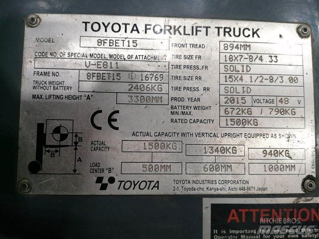 Toyota 8FBET15 Elektriske trucker