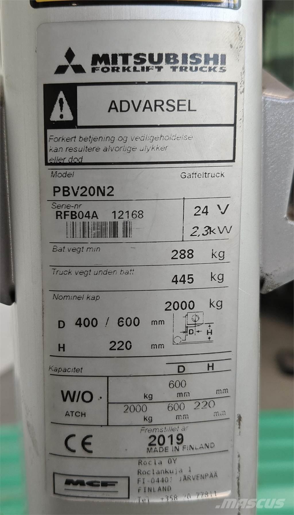 Mitsubishi PBV20N2 Gaffeltrucker - Annet