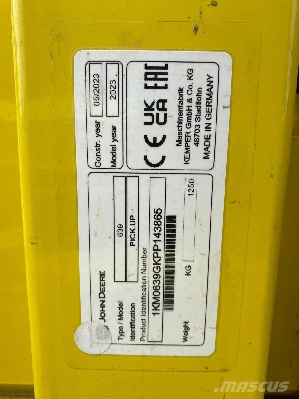 John Deere 639 Skurtresker tilbehør