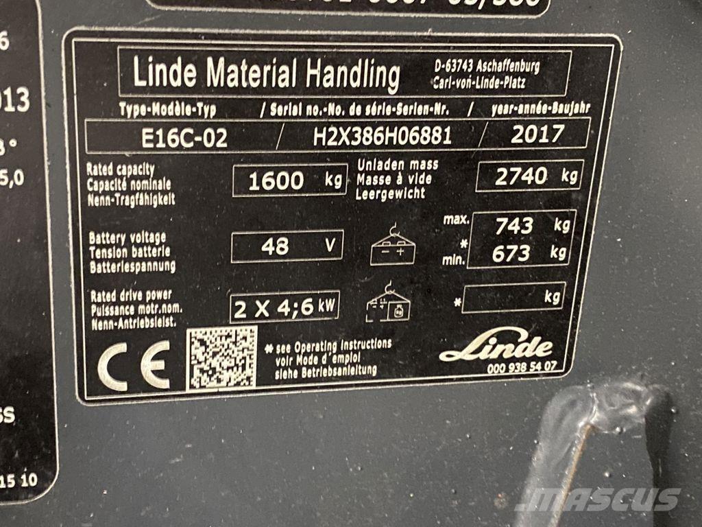 Linde E16C-02 Elektriske trucker