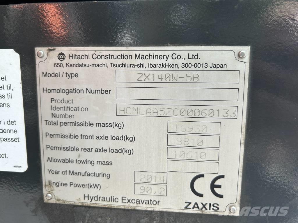 Hitachi ZX140W-5B Hjulgravere