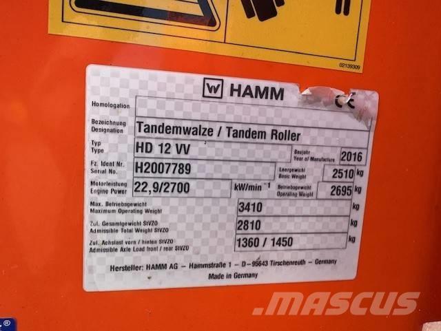 Hamm HD12 VV, Vält Tandem Valser