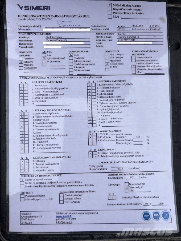 Haulotte Compact 12 Sakselifter