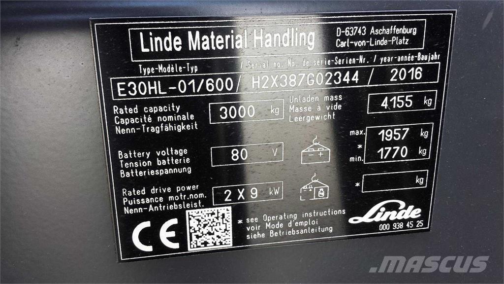 Linde E30/600HL Elektriske trucker