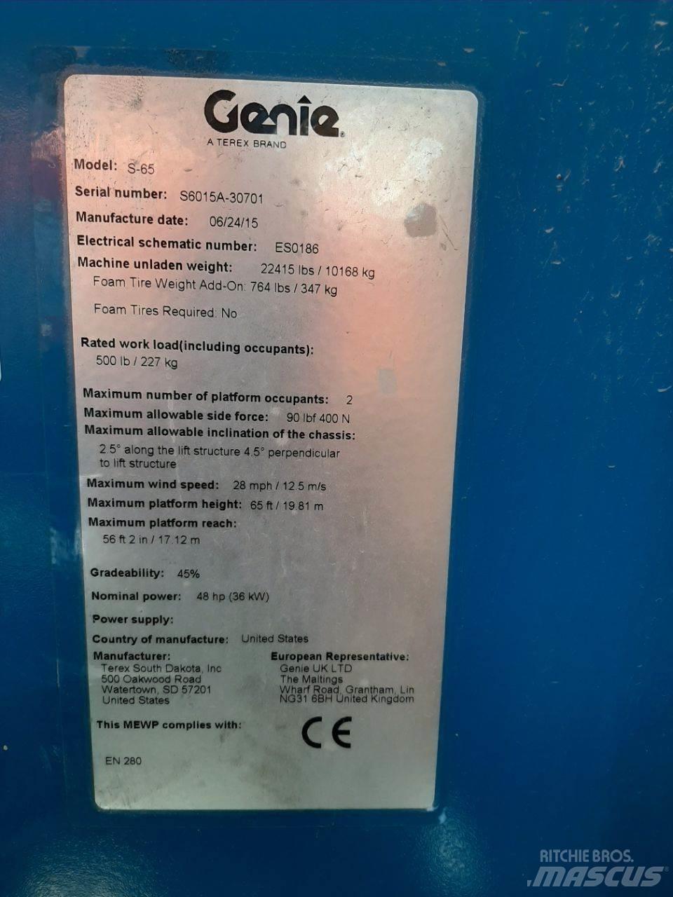 Genie S65 Teleskop bomlifter