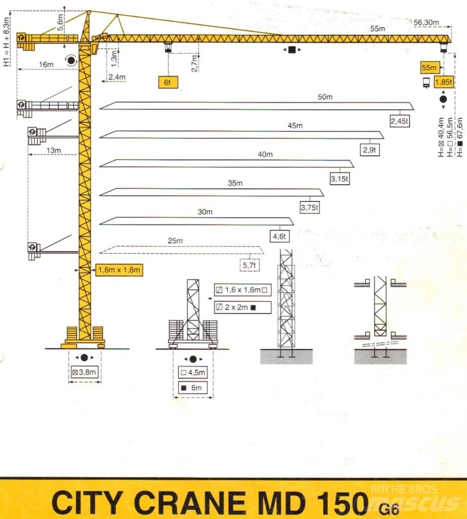 Potain MD 150 Bygge- og tårnkraner