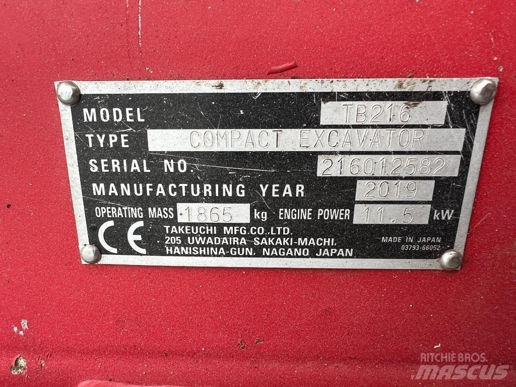 Takeuchi TB 216 Minigravere <7t