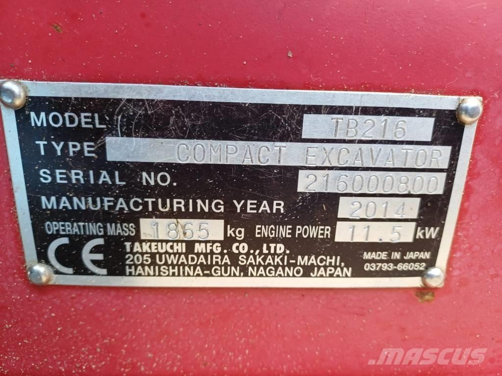 Takeuchi TB 216 Minigravere <7t