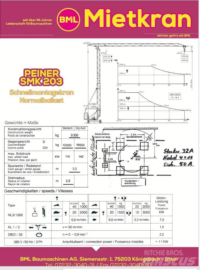 Peiner SMK203N Bygge- og tårnkraner