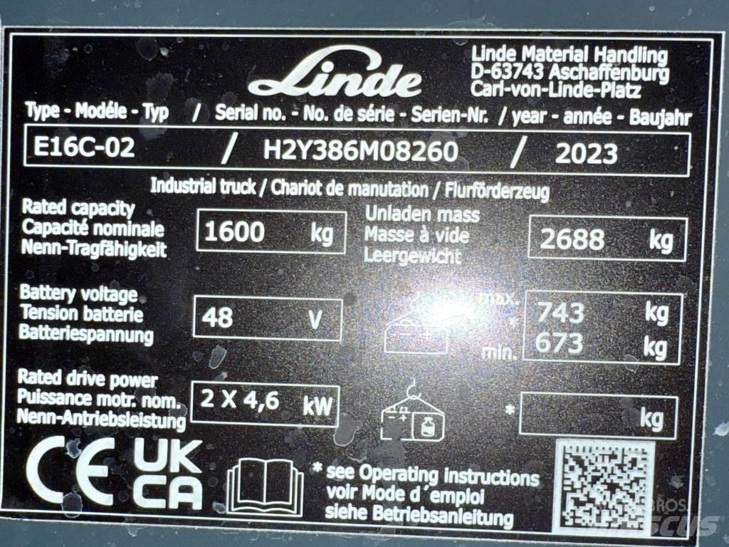 Linde E16C/386-02 Elektriske trucker