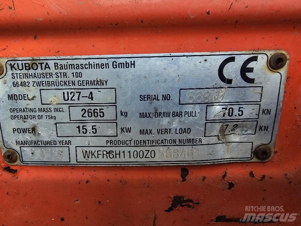 Kubota U 27-4 Minigravere <7t