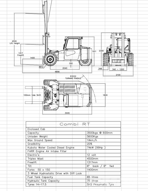 Combilift RT 3500 Terrenggående gaffeltruck