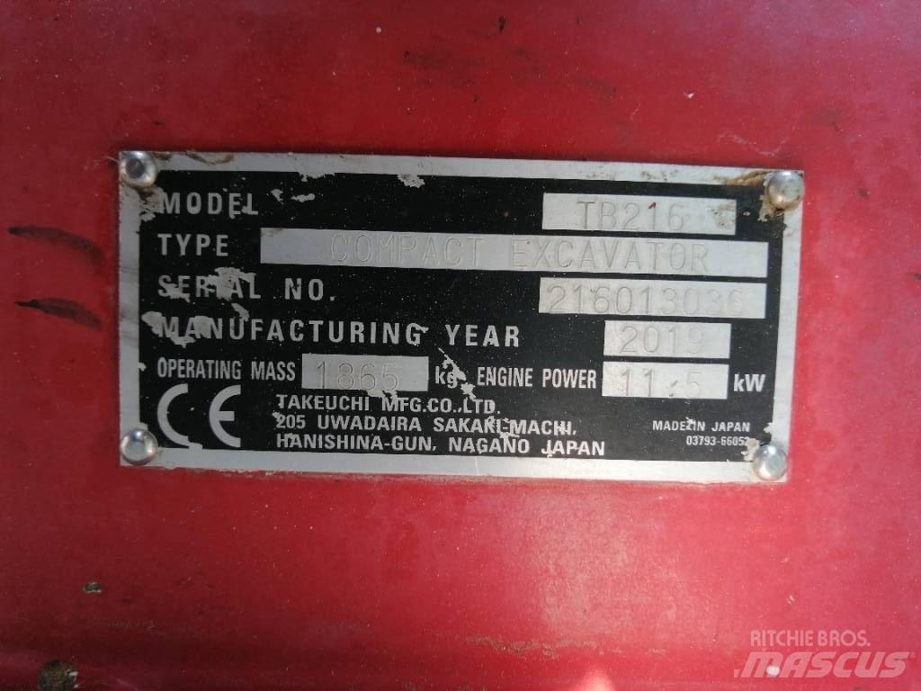 Takeuchi TB 216 Minigravere <7t